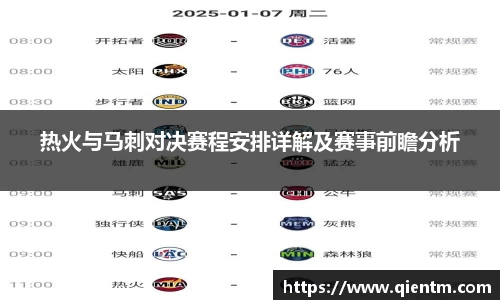 热火与马刺对决赛程安排详解及赛事前瞻分析